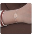 Pink Jade Square Silver Bracelet BRS-285